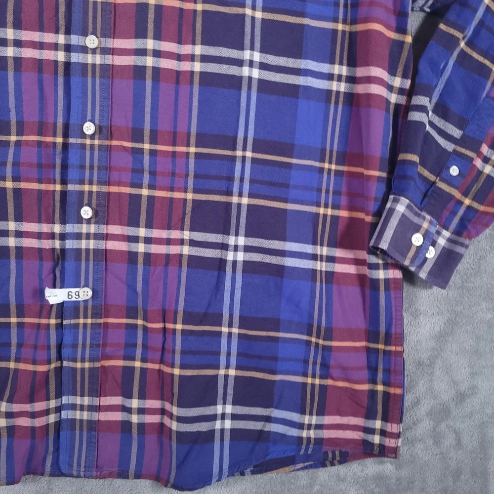 Cinch Shirt Mens 2XL Purple Blue Plaid Button Down Western‎ Rodeo Cowboy Logo